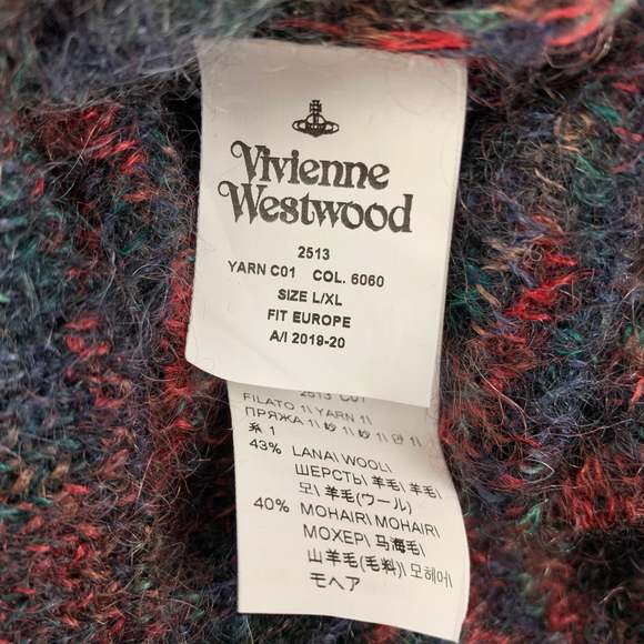 VIVIENNE WESTWOOD  LXL Brown Multi-Color Knit Wool Mohair Sweater - Picture 4 of 6